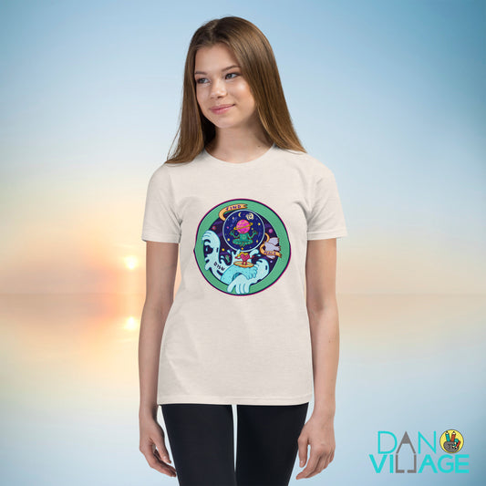 Illustrated mindfulness kids tee with a warm Find Peace message for young people