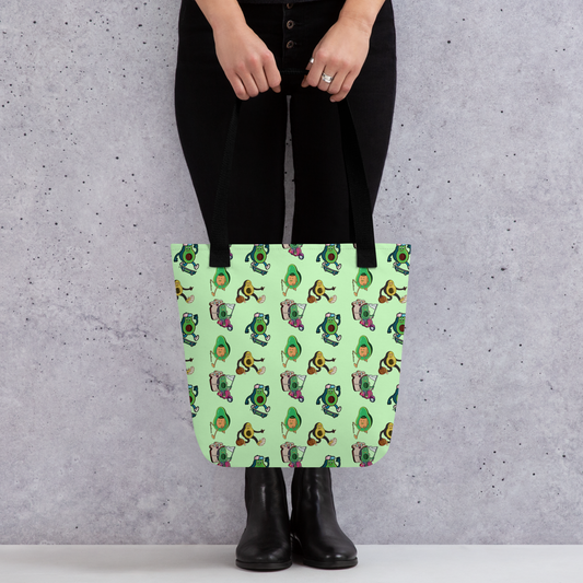 Illustrated avocado farmers market tote bag for foodies and brunch people
