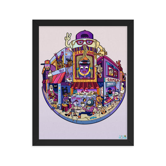 Funny illustrated ramen wall art print for kitchens, dining rooms and noodle lovers