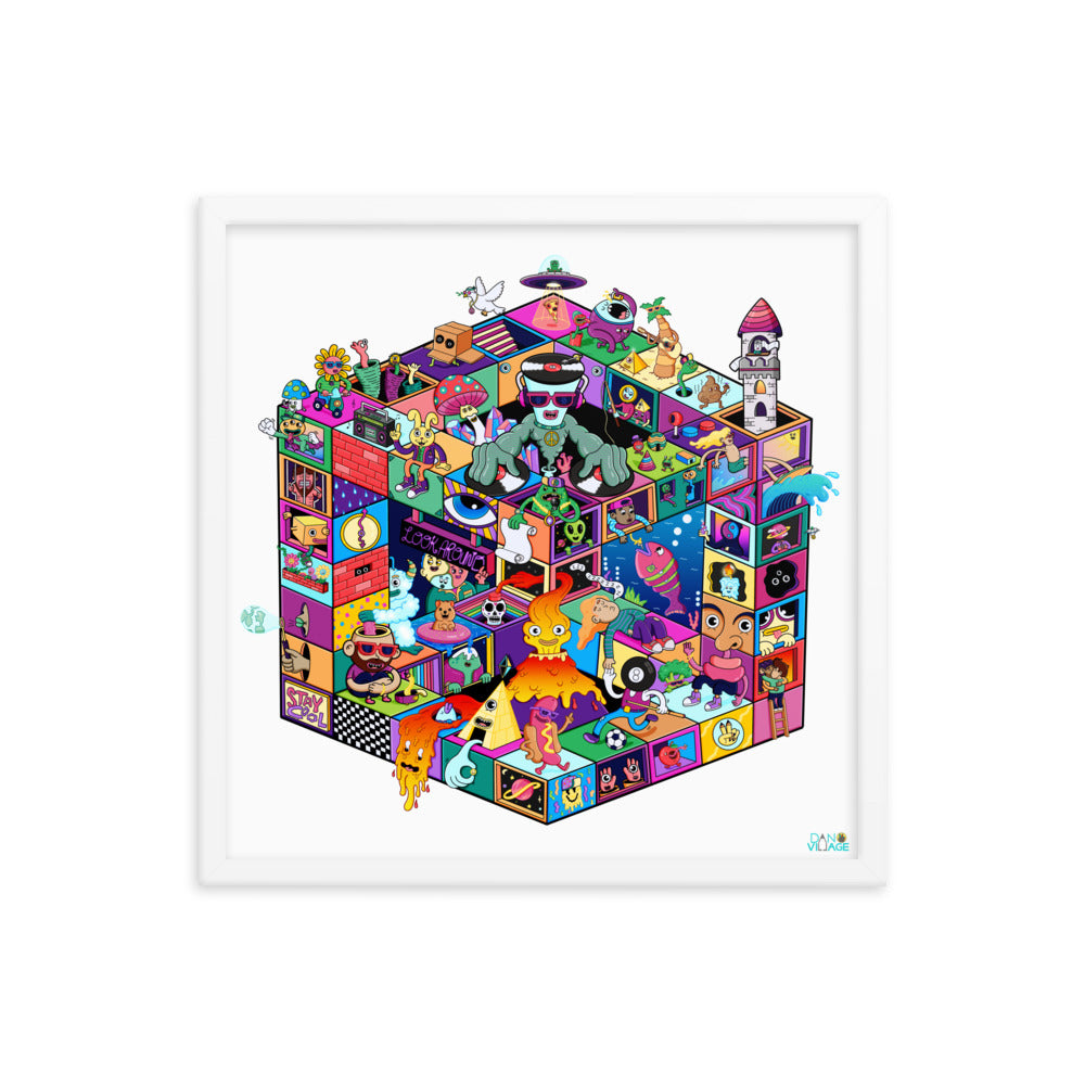 Illustrated surreal cityscape print by Daniel Sulzberg for collectors of new art