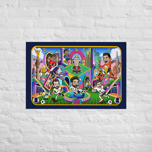 Hand-drawn soccer wall art poster by Santa Barbara illustrator Daniel Sulzberg