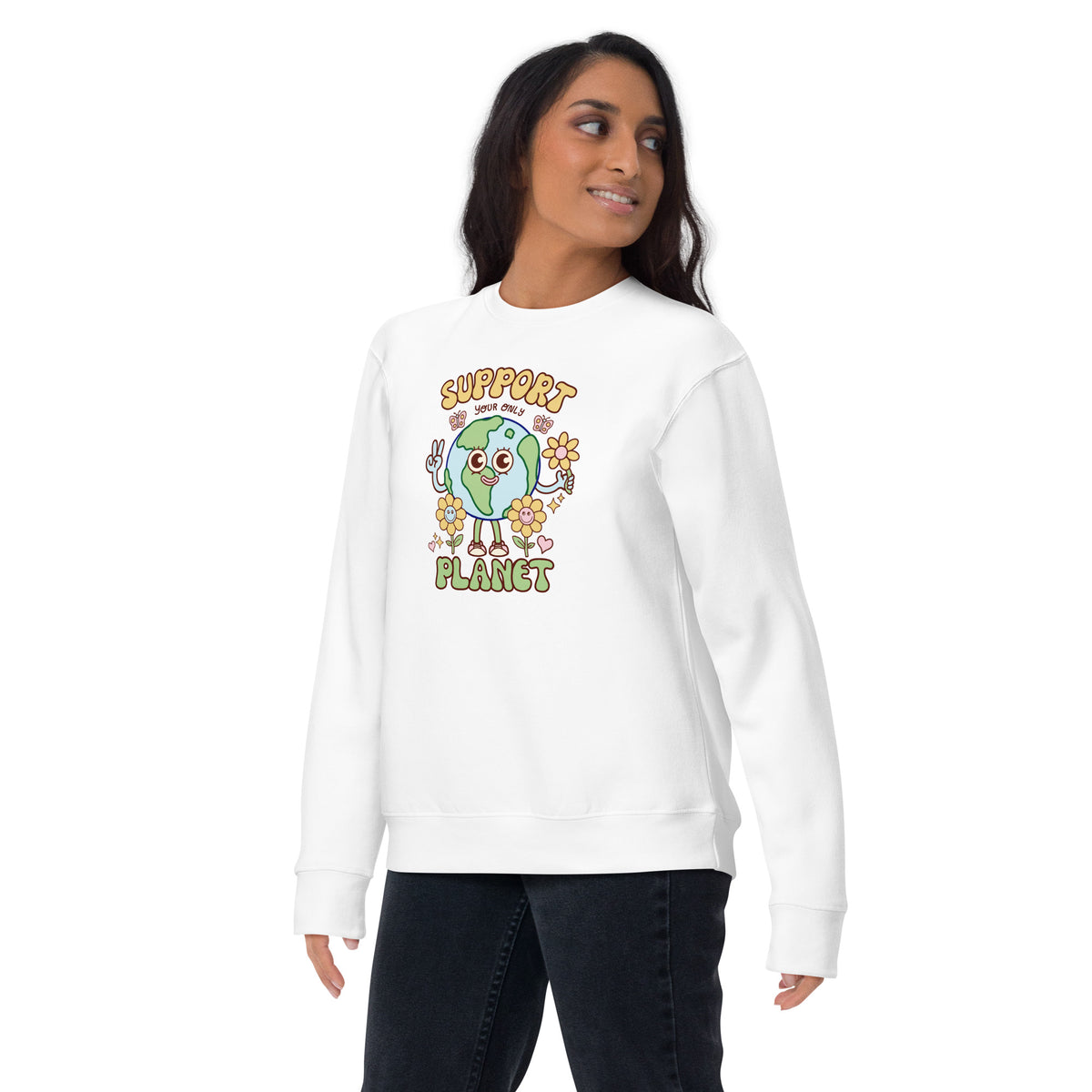 Illustrated planet graphic sweatshirt, a good gift for eco-conscious friends and family