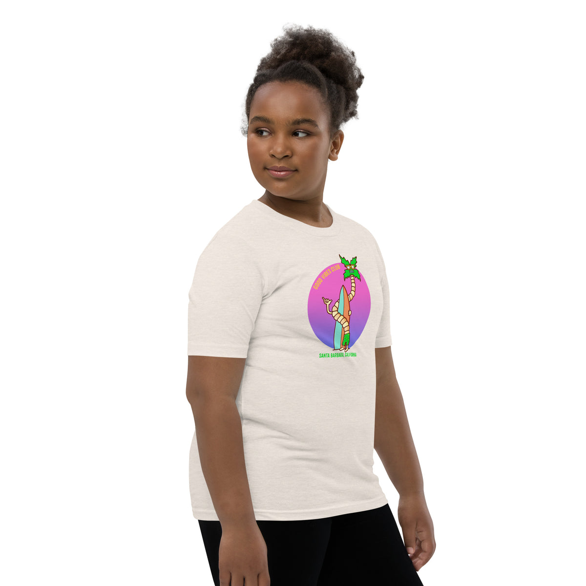 Santa Barbara palm tree kids graphic t-shirt drawn by Daniel Sulzberg