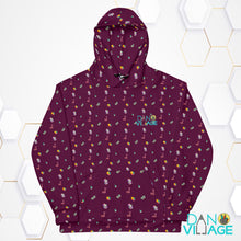 Load image into Gallery viewer, Maroon Moon Snakes, Crystals, and 3D Cubes Pattern Super Cool Fun Funky Unisex Hoodie