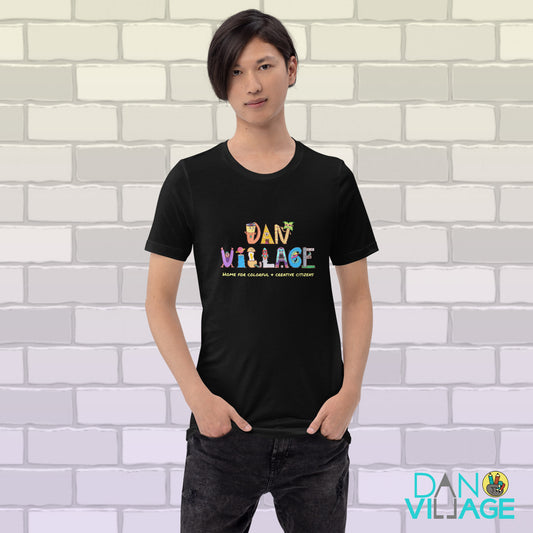 Illustrated character logo tee from Danvillage Art Lab for good vibes and bright color