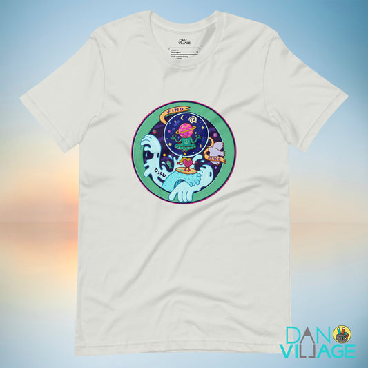 Find Peace zen t-shirt with hand-drawn mindfulness lettering by Daniel Sulzberg