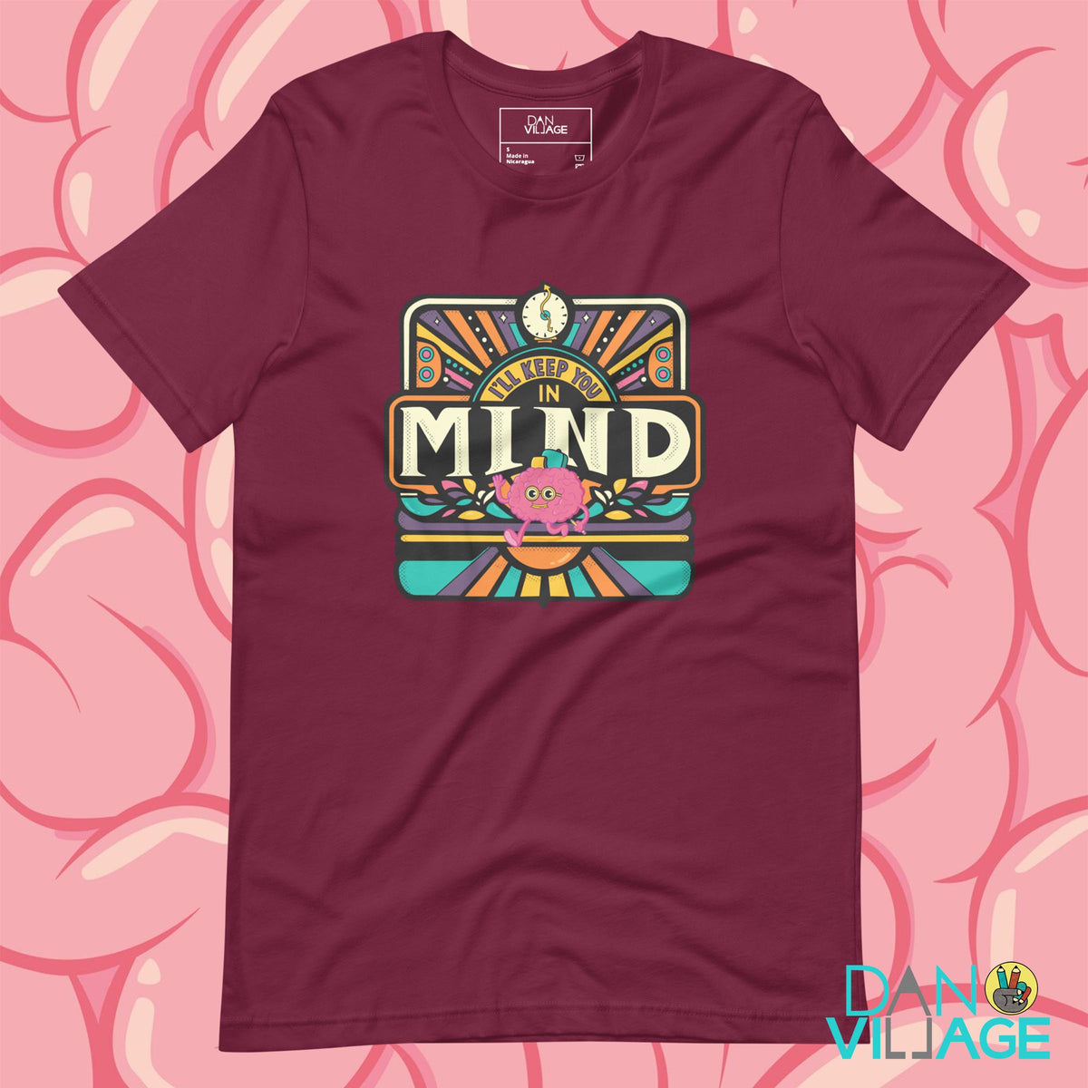 I'll Keep You In Mind freelancer t-shirt with an illustrated brain and pencil