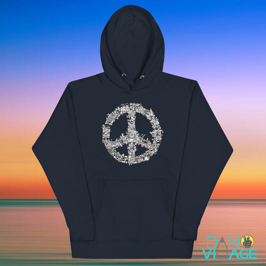 Peace Doodle unisex hoodie with a hand-drawn peace sign by Daniel Sulzberg