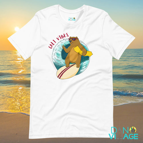 California Surfing Bear Cali Vibes Cool Shaka Short-Sleeve Unisex T-Shirt