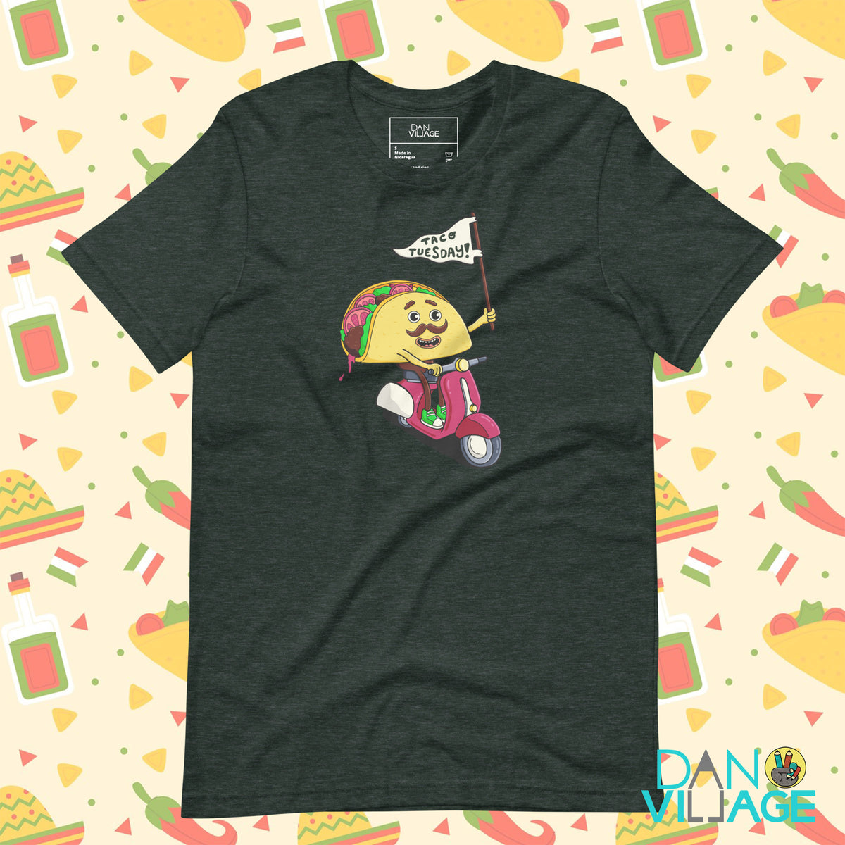 Colorful hand-drawn funny graphic tee for anyone with a standing taco night