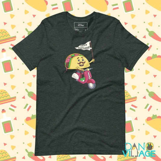 Colorful hand-drawn funny graphic tee for anyone with a standing taco night