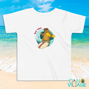 California Vibes Surfing Bear Kids Retro TShirt - Retro Natural Infant, Toddler & Youth Toddler Short Sleeve Tee