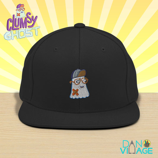 Clumsy Ghost character snapback hat, an original friendly ghost design by Daniel Sulzberg