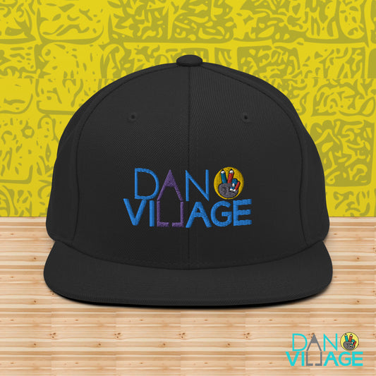 Danvillage flag logo snapback hat with embroidered artwork by Daniel Sulzberg