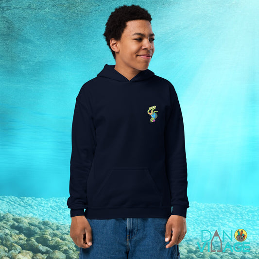 Kids graphic hoodie featuring a hand-drawn halfpipe turtle illustration by Santa Barbara illustrator Daniel Sulzberg