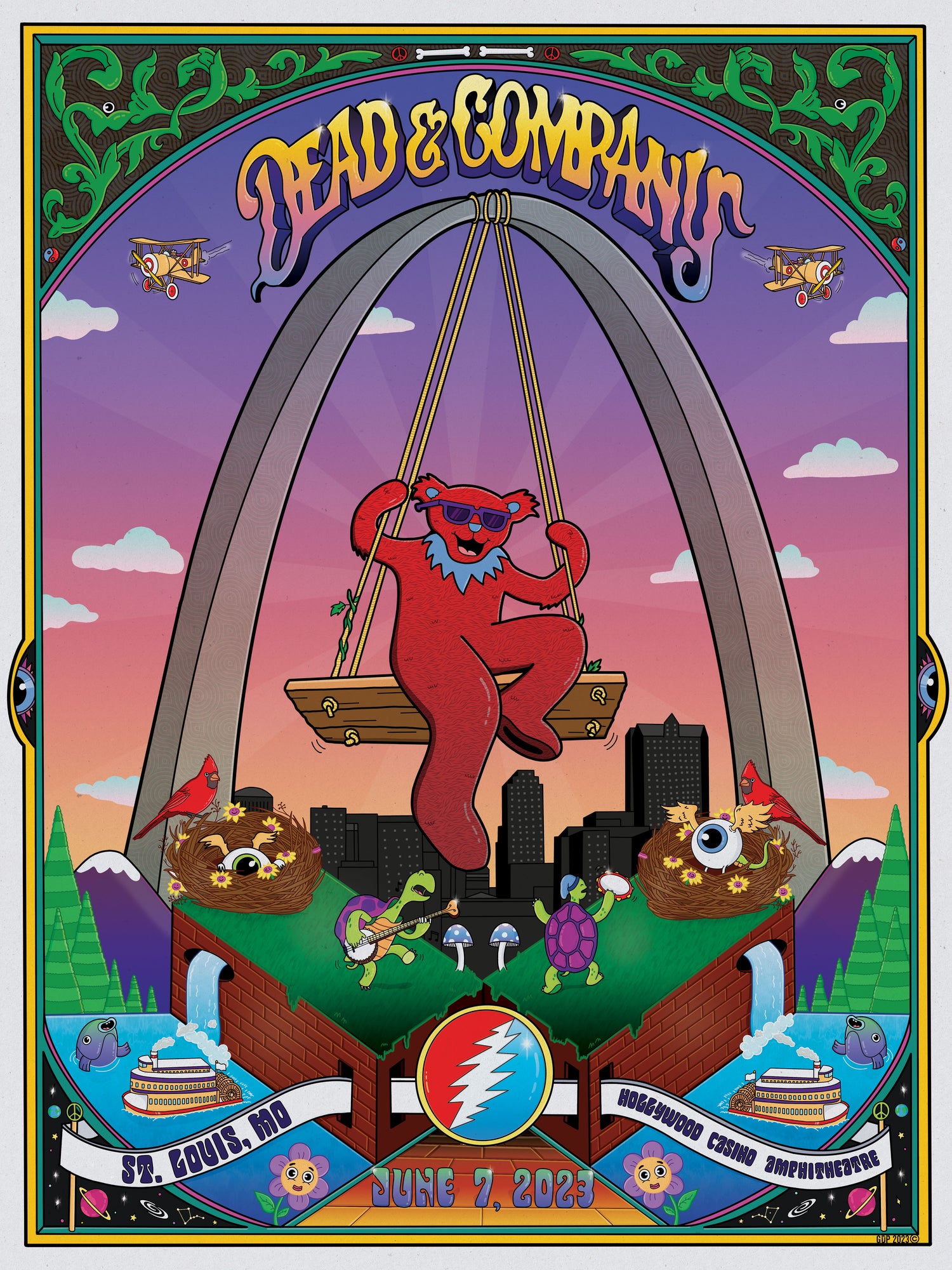 Dead and Company St. Louis 2023 signed artist proof gig poster by Daniel Sulzberg