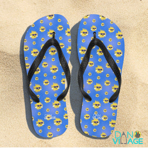 Smiley Sun Pattern Beach Summertime Happy Flip-Flops