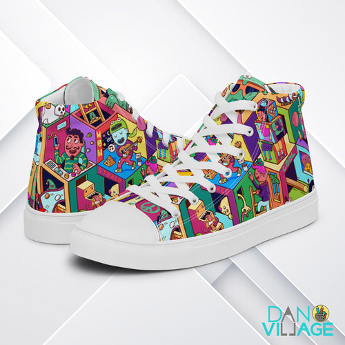Color Mayhem colorful fun pattern Danvillage Women’s high top canvas shoes