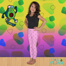 Load image into Gallery viewer, Avocado Skater Pink Cute Fun Unique Humorous Cool Kid&#39;s Leggings