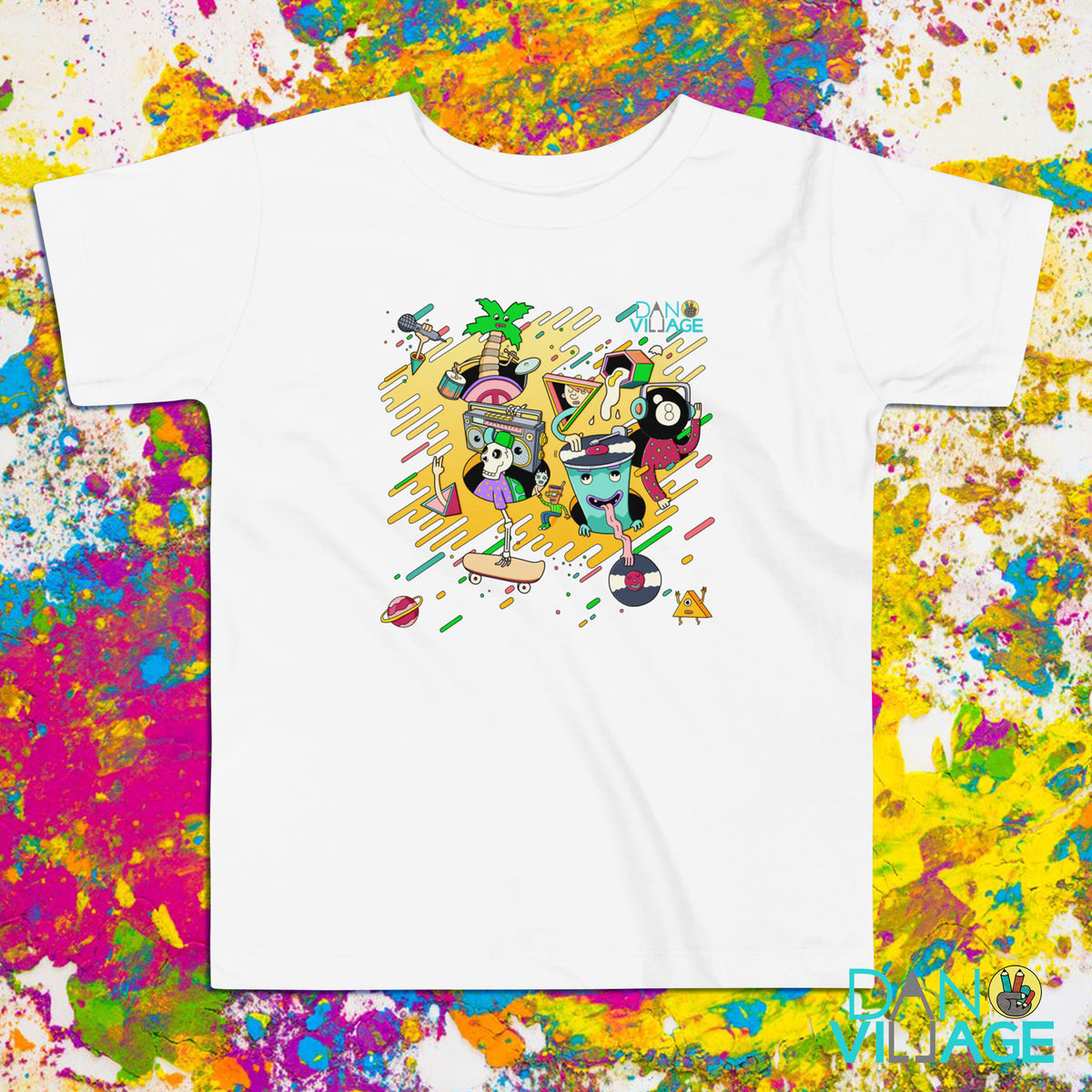 Making Beats toddler t-shirt with illustrated vinyl and beats by Daniel Sulzberg