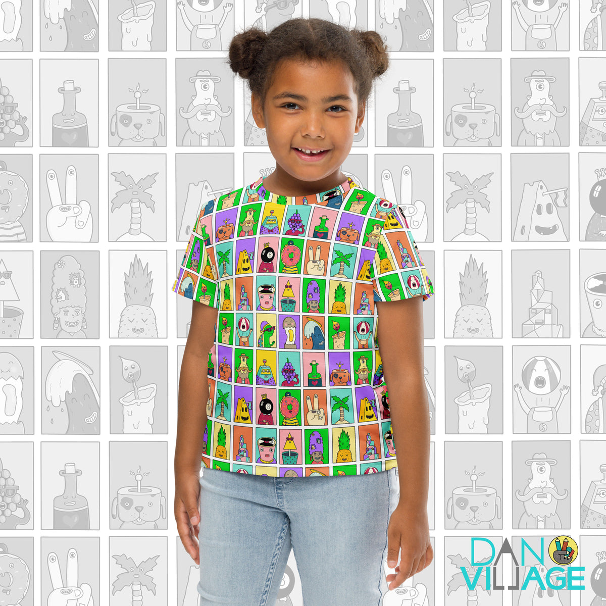 Illustrated character portrait kids tee, a school yearbook parody by Daniel Sulzberg