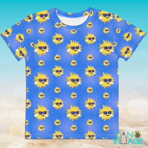 Smiling Suns Summertime Cool Vibes Kids crew neck t-shirt