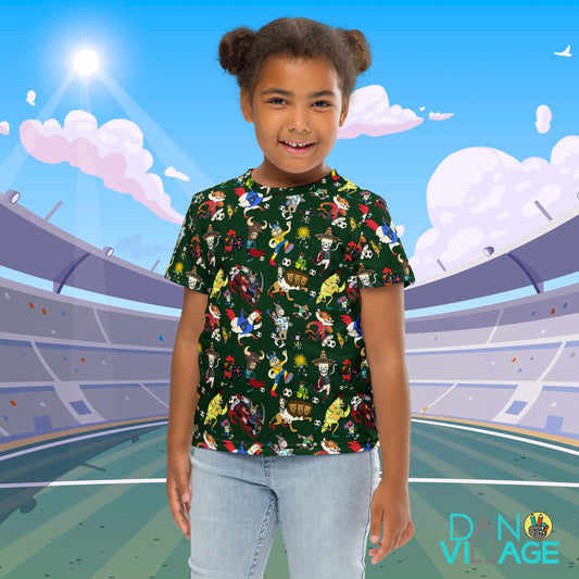 Illustrated football mascot kids tee for game day and practice by Daniel Sulzberg