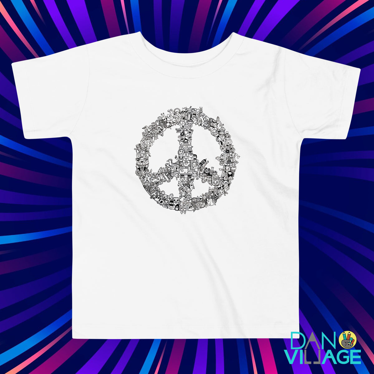 Peace Doodle toddler t-shirt with a retro hand-drawn peace sign by Daniel Sulzberg