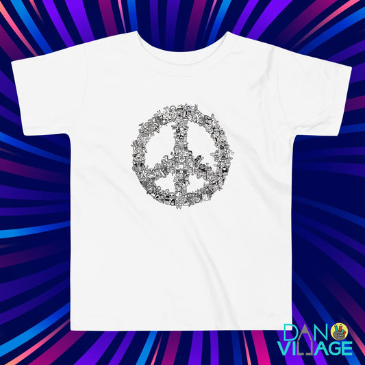 Peace Doodle toddler t-shirt with a retro hand-drawn peace sign by Daniel Sulzberg