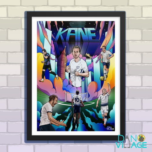 Harry Kane Illustrated Soccer England Spurs Framed poster
