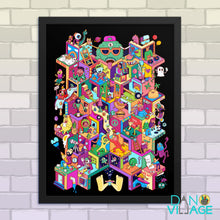 Load image into Gallery viewer, Isometric Mayhem in Danvillage Colorful unique Framed poster