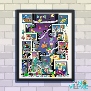 Wacky Windows Danvillage Surreal Fun Colorful Framed poster