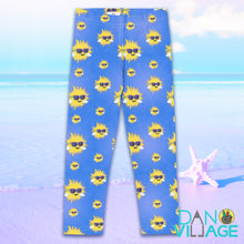 Load image into Gallery viewer, Happy Sun girls leggings, Youth, Kids, Children Tanning, Sun, Ocean, Vacation, All-Over Print Kids leggings