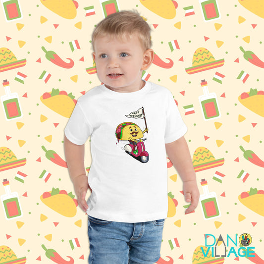 Toddler tee featuring a bold Taco Tuesday graphic by Danvillage Art Lab