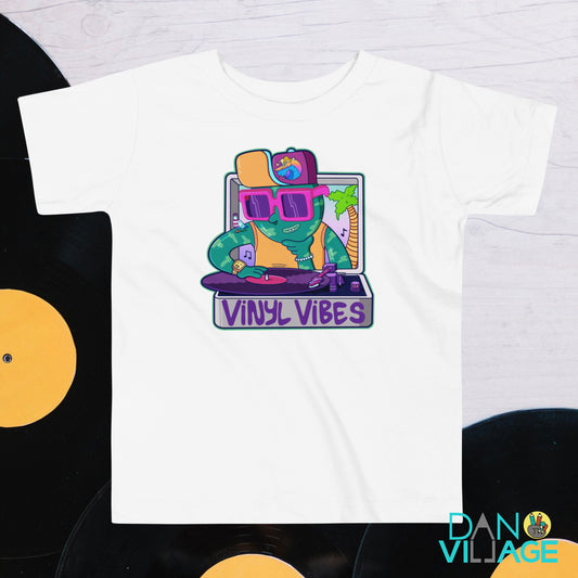 Vinyl Vibes little kids music tee, an original illustrated record player design