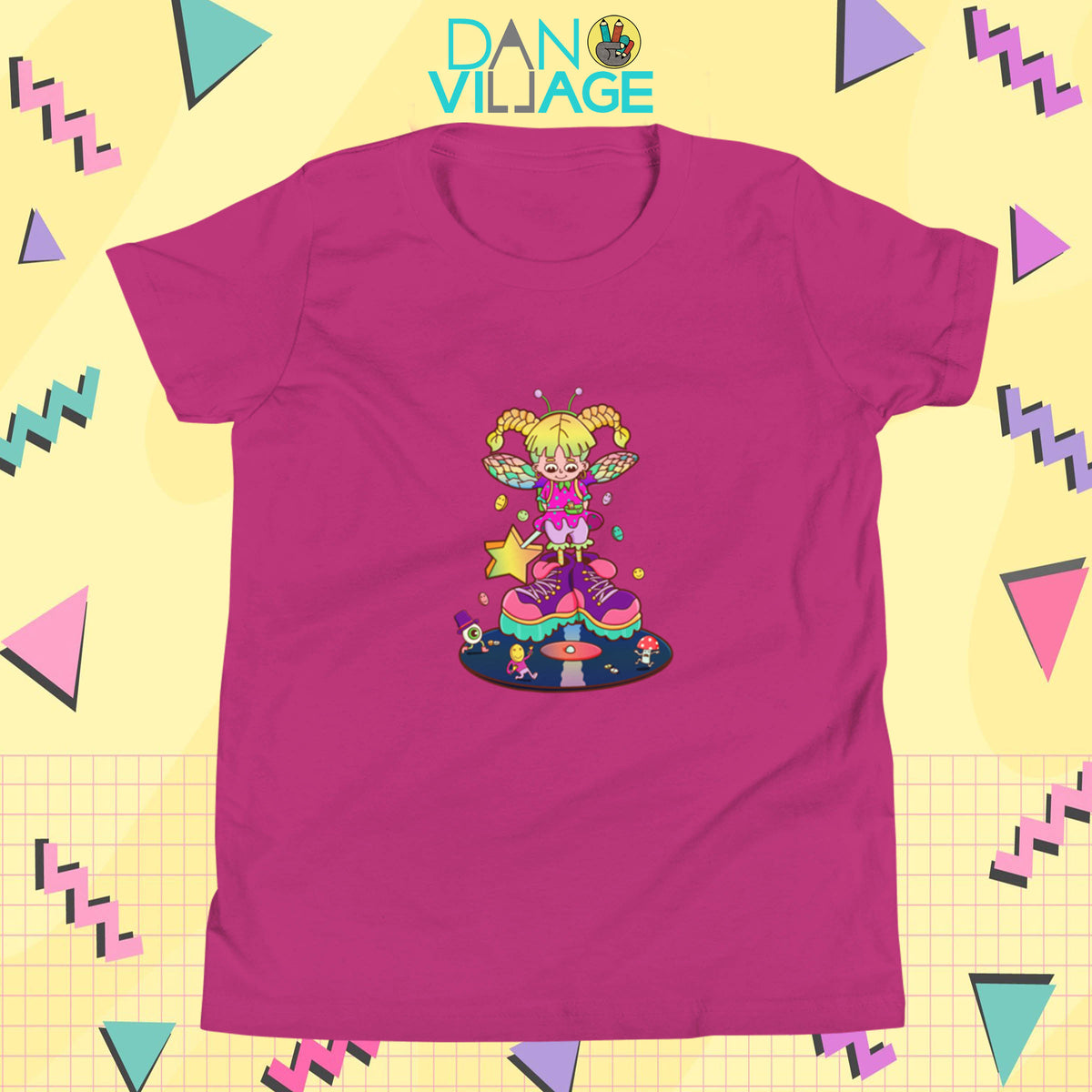 1990s rave fairy youth t-shirt with neon and techno nostalgia by Daniel Sulzberg