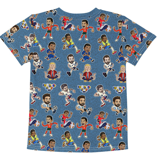 All-over illustrated soccer kids tee by Santa Barbara illustrator Daniel Sulzberg