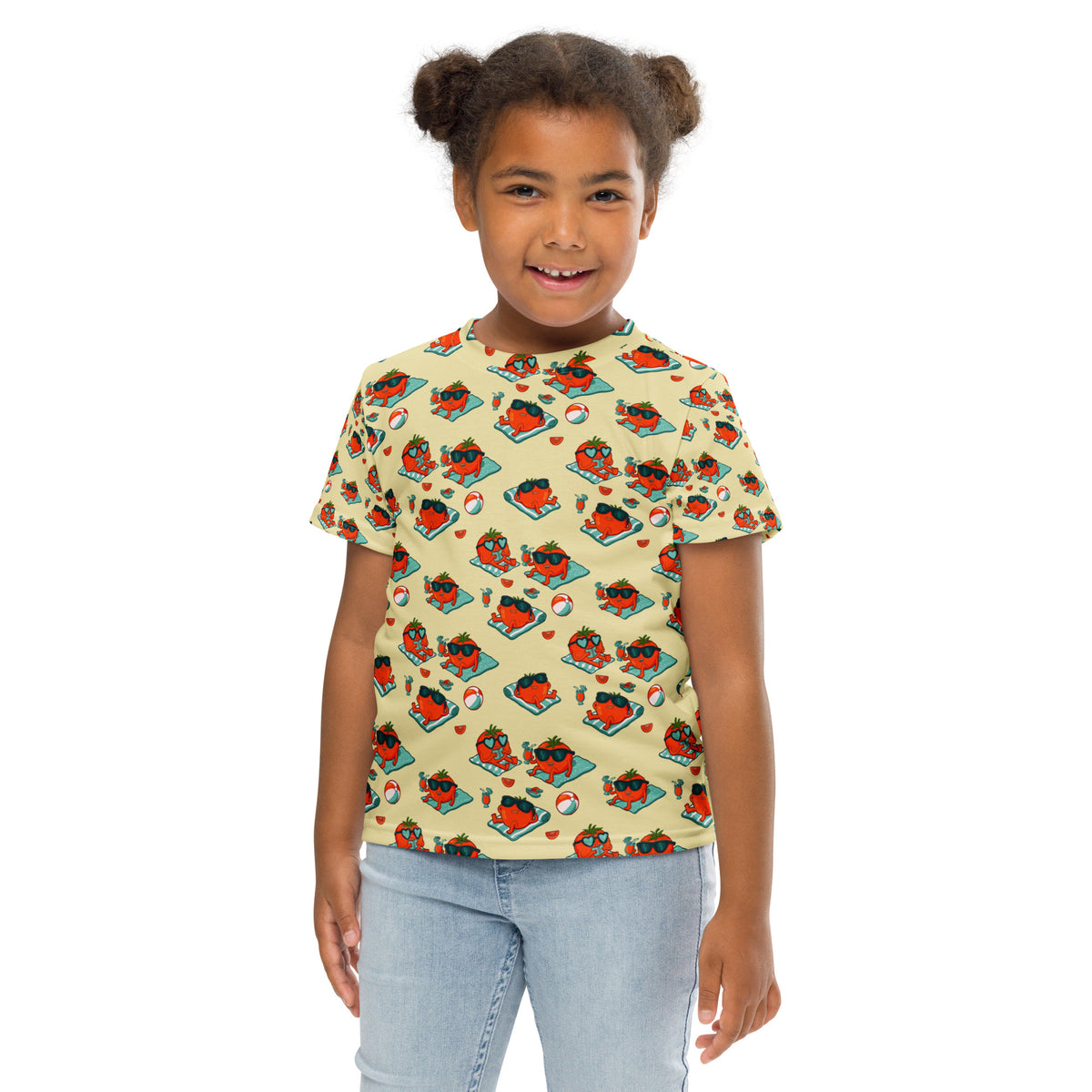 Farmers market gift for kids, an original illustrated summer tomato t-shirt