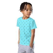 Load image into Gallery viewer, Blue Avocado Skateboarder pattern cool rad Cali Kids crew neck t-shirt