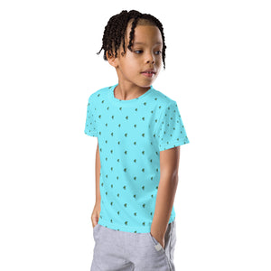 Blue Avocado Skateboarder pattern cool rad Cali Kids crew neck t-shirt
