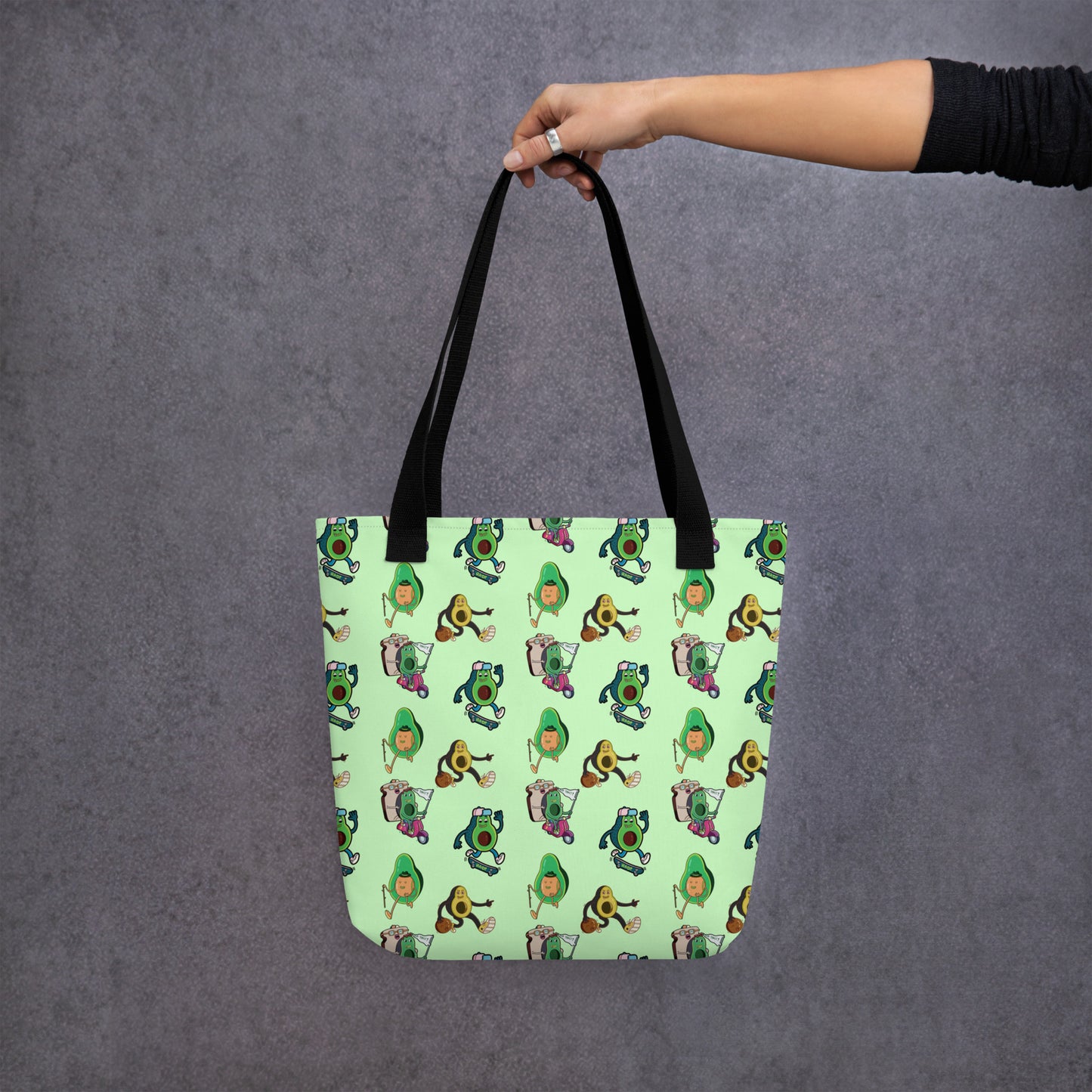 Funny character-driven avocado tote bag, a good gift for brunch and market people