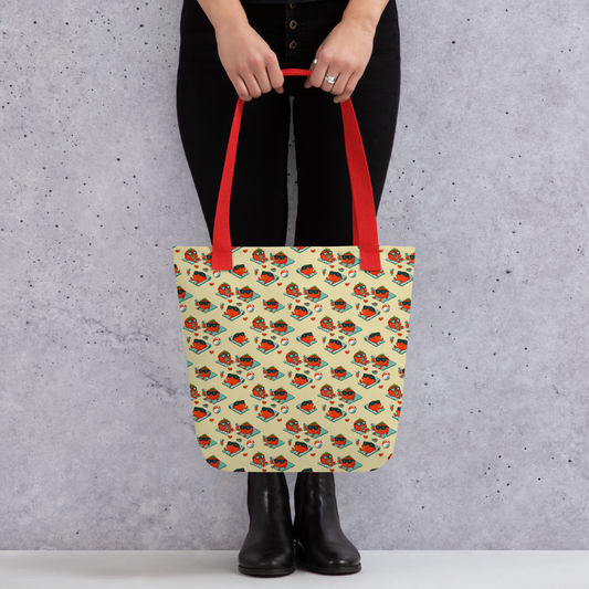 Illustrated tomato tote bag built for Saturday morning farmers market hauls