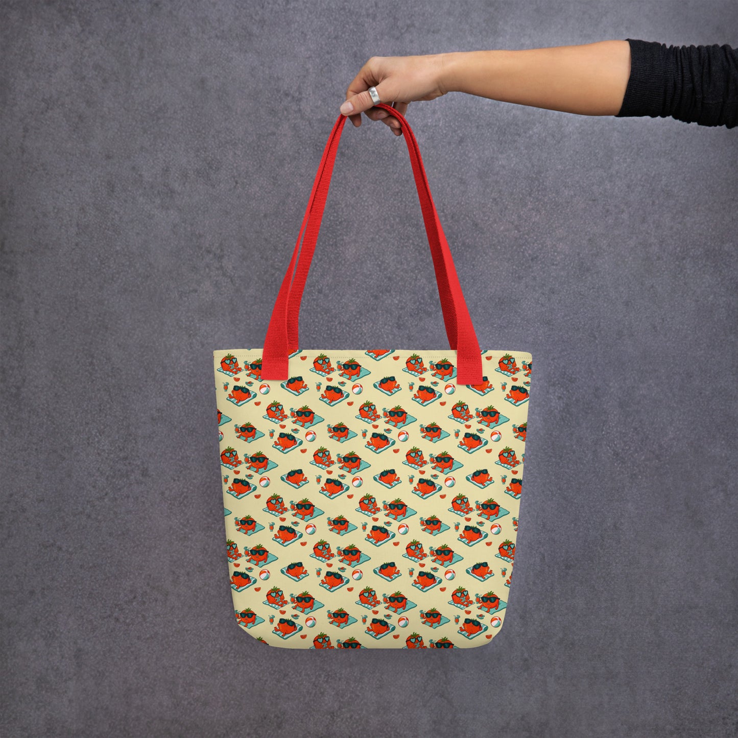 Foodie gift tote bag featuring original hand-drawn summer tomato artwork