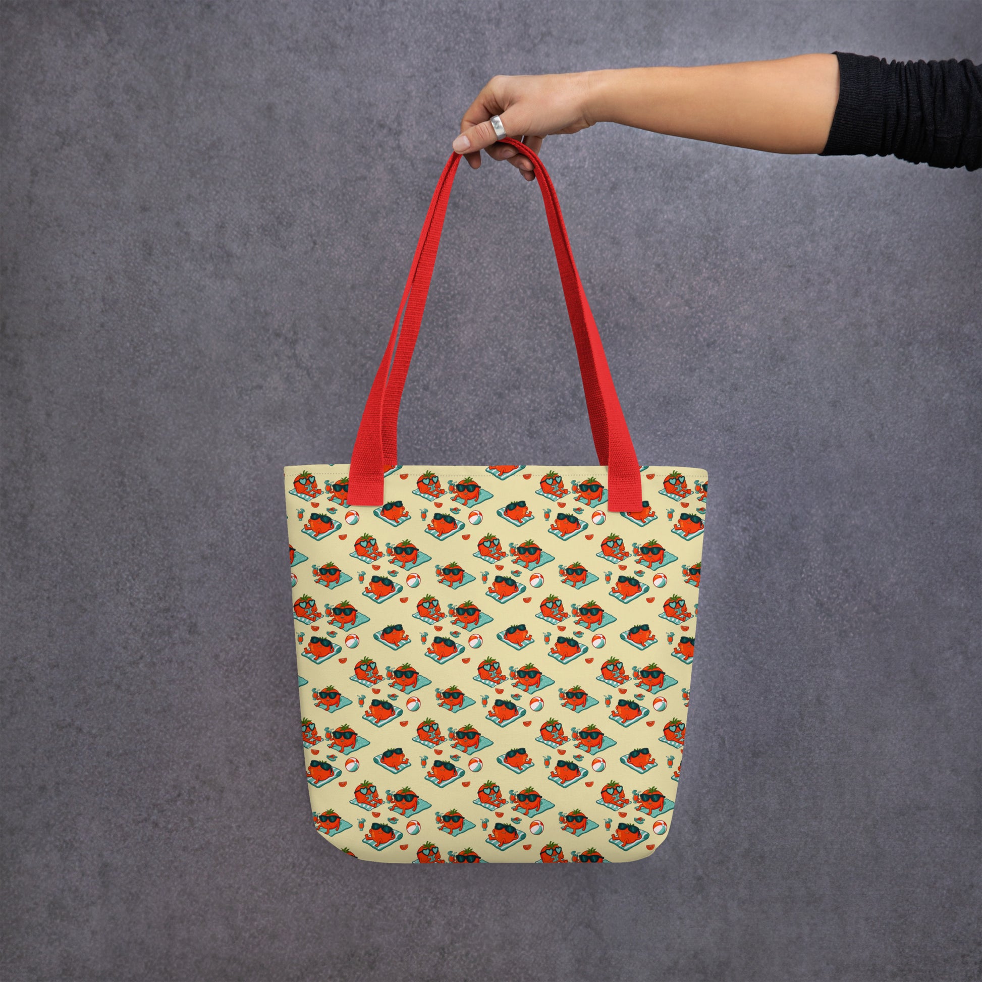 Foodie gift tote bag featuring original hand-drawn summer tomato artwork