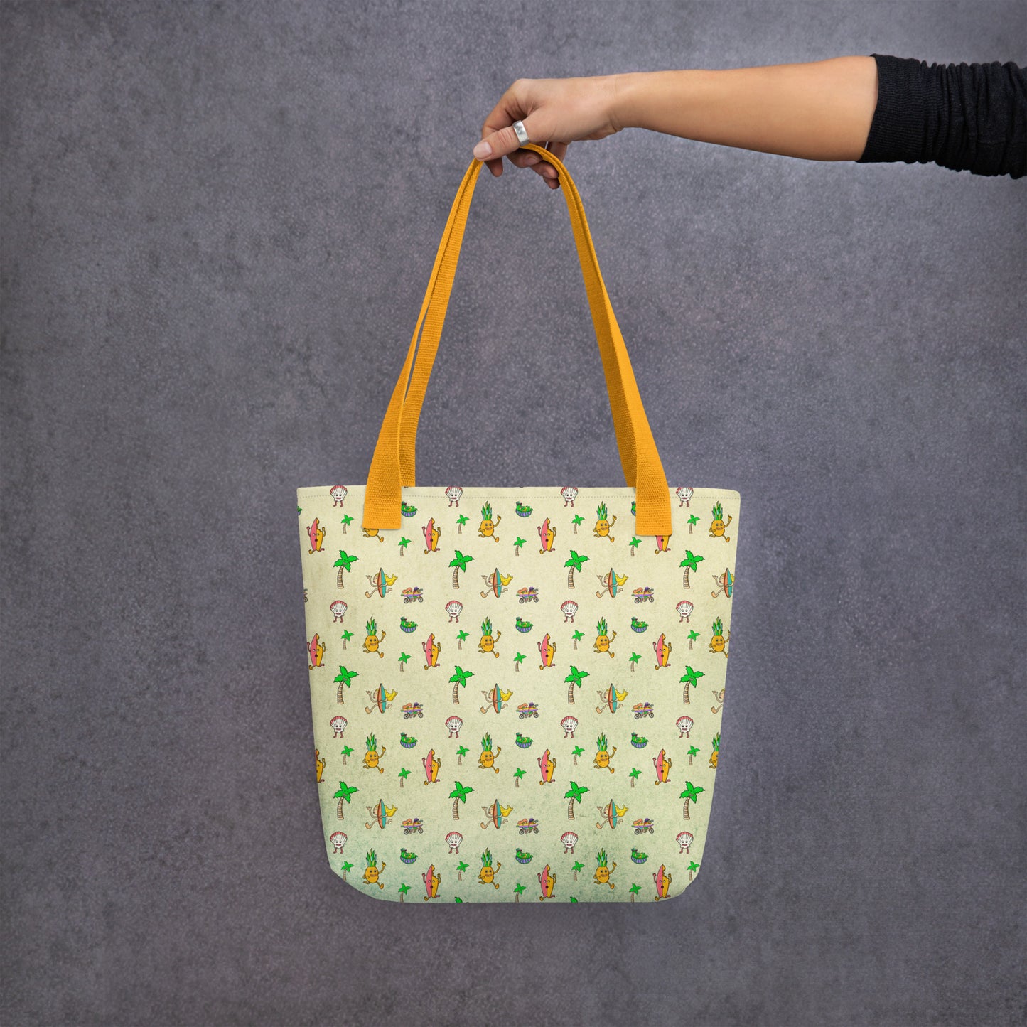 Summer beach tote bag with original cartoon characters, roomy for towels and snacks