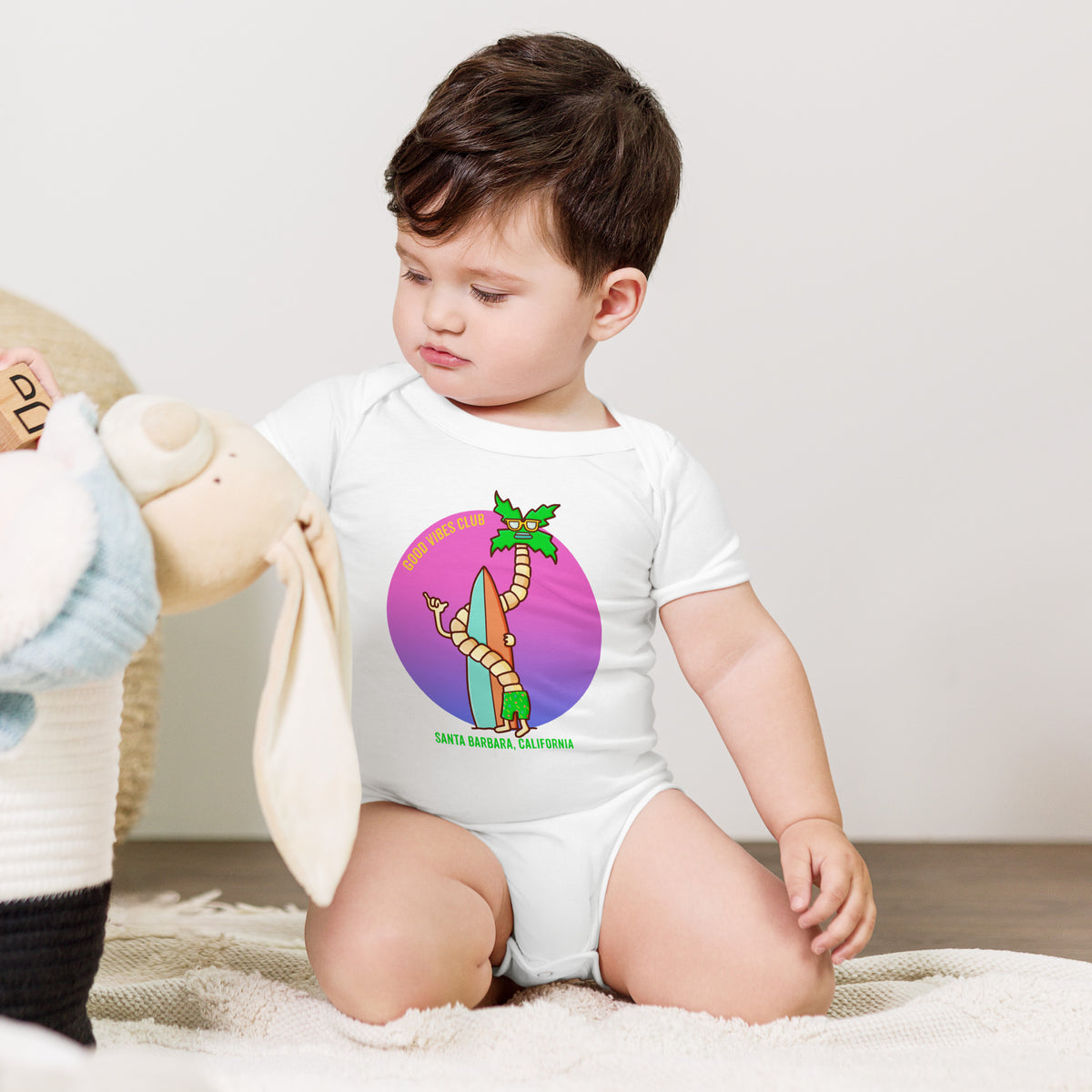 Illustrated California baby gift bodysuit drawn by Daniel Sulzberg