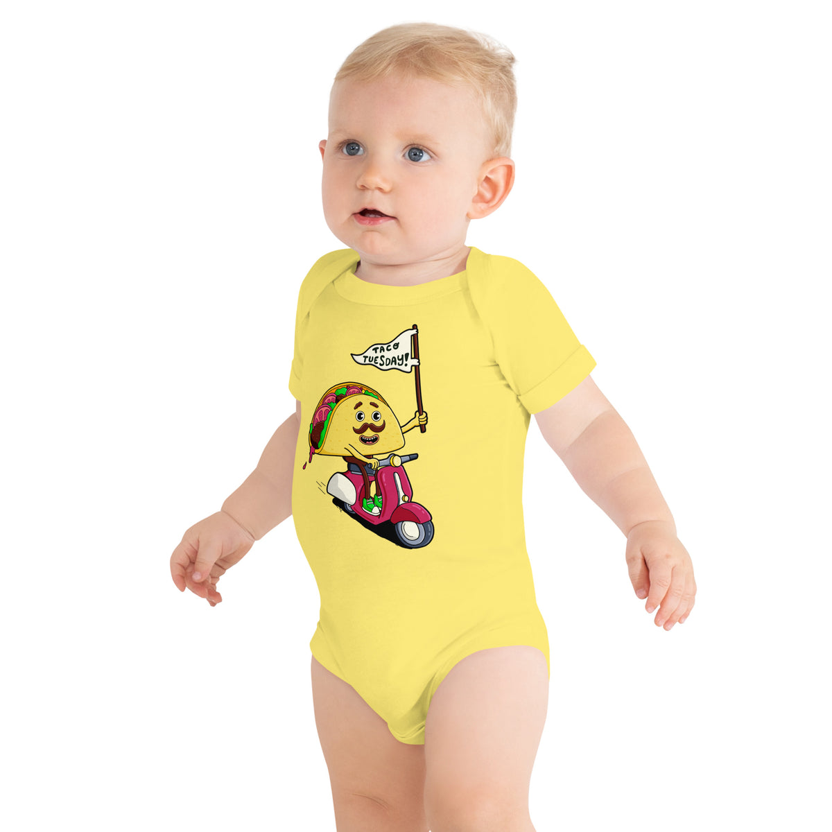 Taco Tuesday infant one piece drawn by illustrator Daniel Sulzberg in Santa Barbara