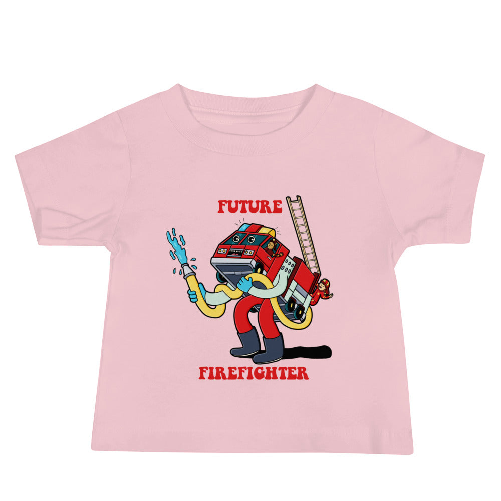 Future Firefighter graphic t-shirt for kids, drawn by Santa Barbara illustrator Daniel Sulzberg