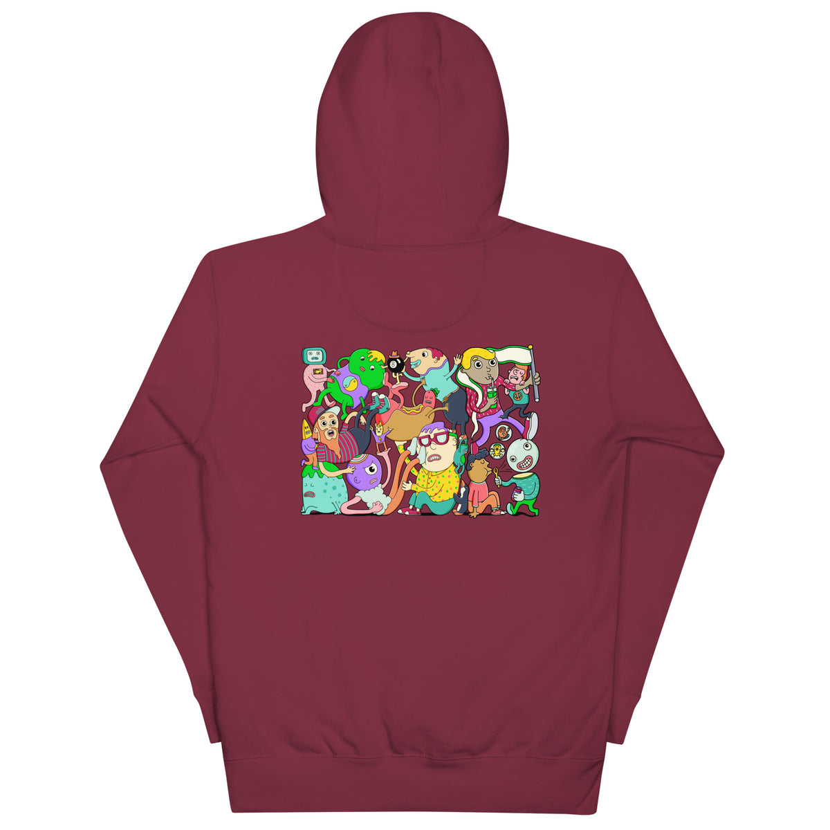 Hand-drawn Chaos Inside artwork on a unisex hoodie from Danvillage Art Lab