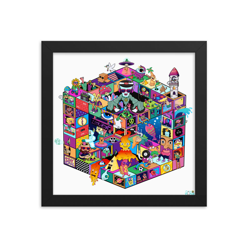 Colourful framed illustration print for bedrooms, studios and reading nooks